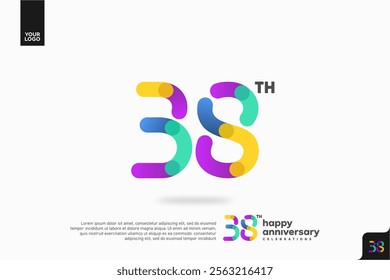 Number 38 logo icon design, 38th birthday logo number, anniversary 38