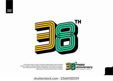 Number 38 logo icon design, 38th birthday logo number, anniversary 38