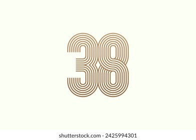 Number 38 Logo. Monogram Number 38 logo multi line style. usable for business logos and anniversary. flat design logo template. vector illustration	