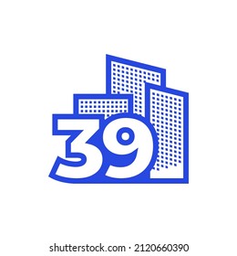 número 39 con diseño de logotipo de construcción, ilustración de símbolo gráfico vectorial