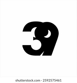 Number 39 logo design with moon illustration in negative space.