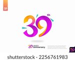 Number 39 logo icon design, 39th birthday logo number, anniversary 39