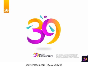 Number 39 logo icon design, 39th birthday logo number, 39th anniversary.