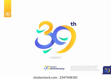 Number 39 logo icon design, 39th birthday logo number, anniversary 39