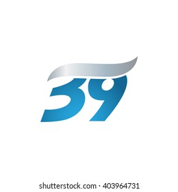 number 39 swoosh design template logo blue gray