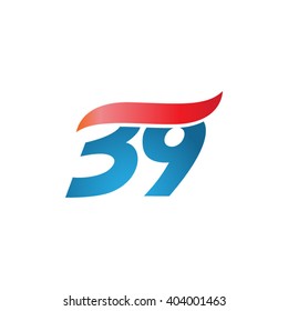 number 39 swoosh design template logo blue red