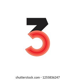 number 3c abstract gradient logo vector