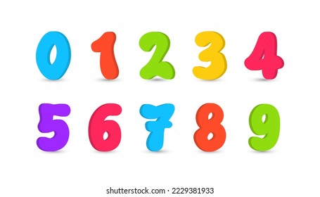 Number. 3d Numbers of one to zero. Font design for Number. Vector illustration