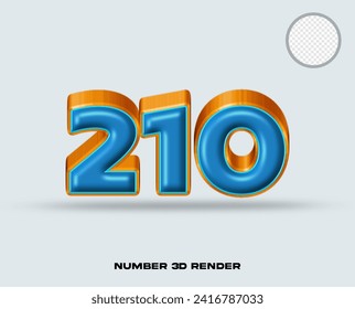 number 3D render with blue orange color
