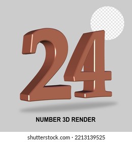 NUMBER 3D RENDER COPPER COLOR