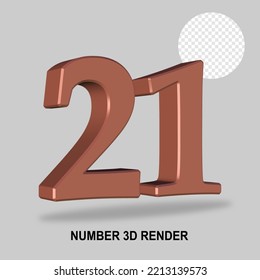 NUMBER 3D RENDER COPPER COLOR
