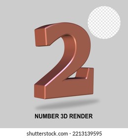 NUMBER 3D RENDER COPPER COLOR