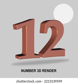 NUMBER 3D RENDER COPPER COLOR
