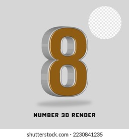 Number 3D render gold silver style