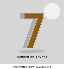 Number 3D render gold silver style