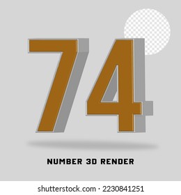 Number 3D render gold silver style