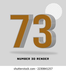 Number 3D render gold silver style