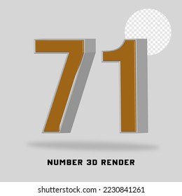 Number 3D render gold silver style