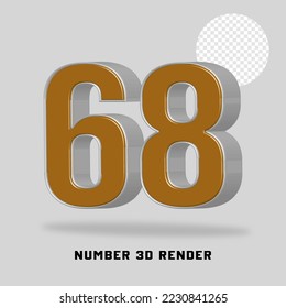 Number 3D render gold silver style