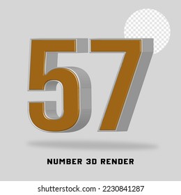 Number 3D render gold silver style