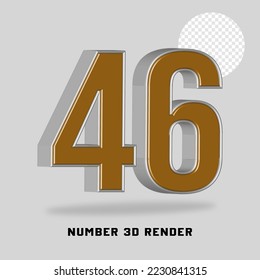 Number 3D render gold silver style