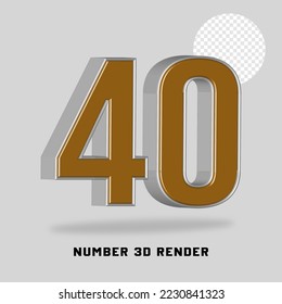 Number 3D render gold silver style