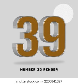 Number 3D render gold silver style