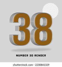 Number 3D render gold silver style