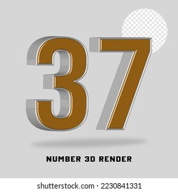 Number 3D render gold silver style