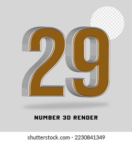 Nummer 3D-Rendering-Goldstil