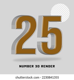 Number 3D render gold silver style