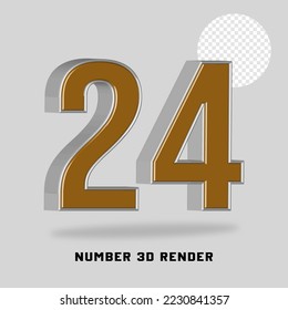 Number 3D render gold silver style