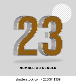Number 3D render gold silver style