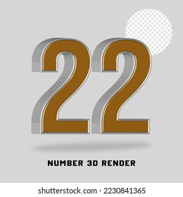 Number 3D render gold silver style