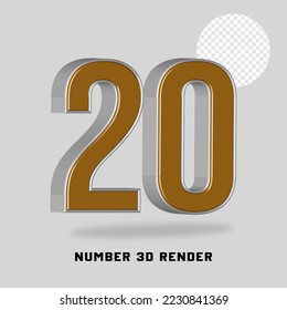 Number 3D render gold silver style