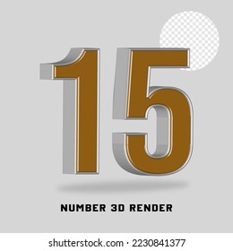 Number 3D render gold silver style