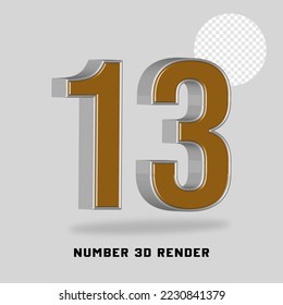 Number 3D render gold silver style