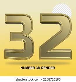 NUMBER 3D RENDER GOLD STYLE 