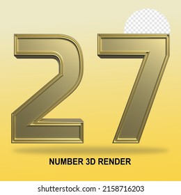 NUMBER 3D RENDER GOLD STYLE 