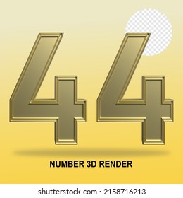 NUMBER 3D RENDER GOLD STYLE 