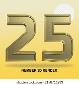NUMBER 3D RENDER GOLD STYLE 