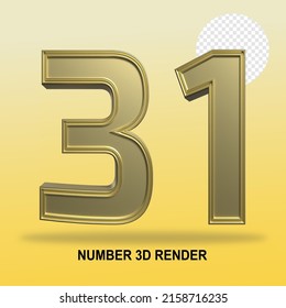 NUMBER 3D RENDER GOLD STYLE 