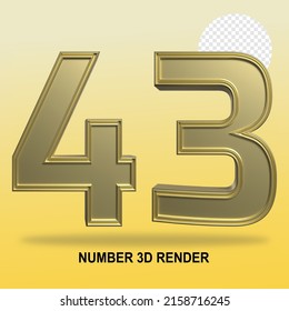 NÚMERO 3D RENDER GOLD STYLE 