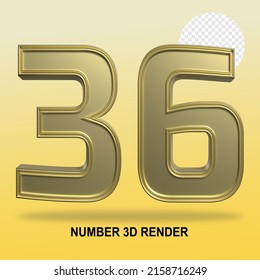 NUMBER 3D RENDER GOLD STYLE 