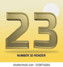 NUMBER 3D RENDER GOLD STYLE 