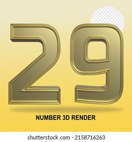 NUMBER 3D RENDER GOLD STYLE 