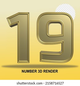NUMBER 3D RENDER GOLD STYLE