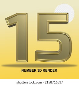 NUMBER 3D RENDER GOLD STYLE