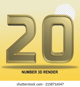 NUMBER 3D RENDER GOLD STYLE