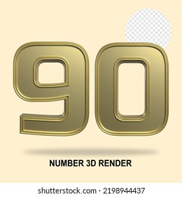 NUMBER 3D RENDER GOLD STYLE
